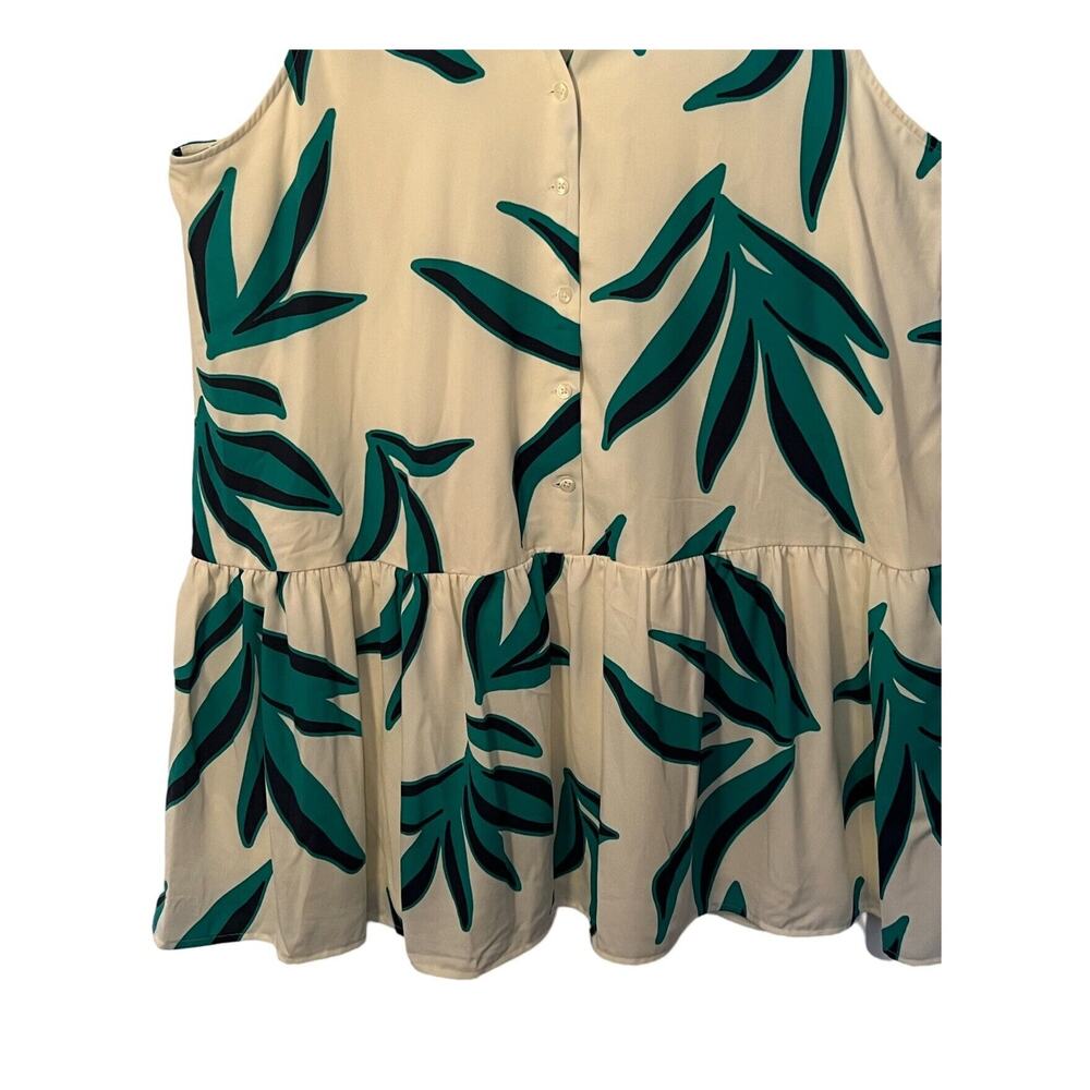 Nine West Dress Size XXL Sleeveless White Green Floral Trapeze Knee Length NWT - Picture 7 of 11